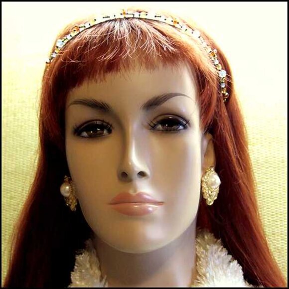 KJL for Avon Signed Gold Pearl Finial Vintage Clip Earrings 13846 - Picture 2 of 5